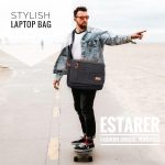 ESTARER Computer Messenger Bag 17-17.3 Inch Water-resistant Canvas Laptop Shoulder Bag for Travel Work College New Version, Grey - Image 2